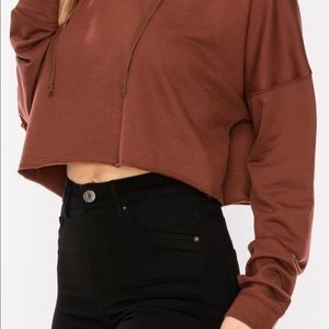 Drop Shoulder Crop Hoodie